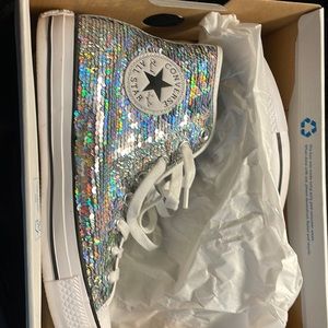 Lightly Used Sequined Converse All Stars will be shipped in box